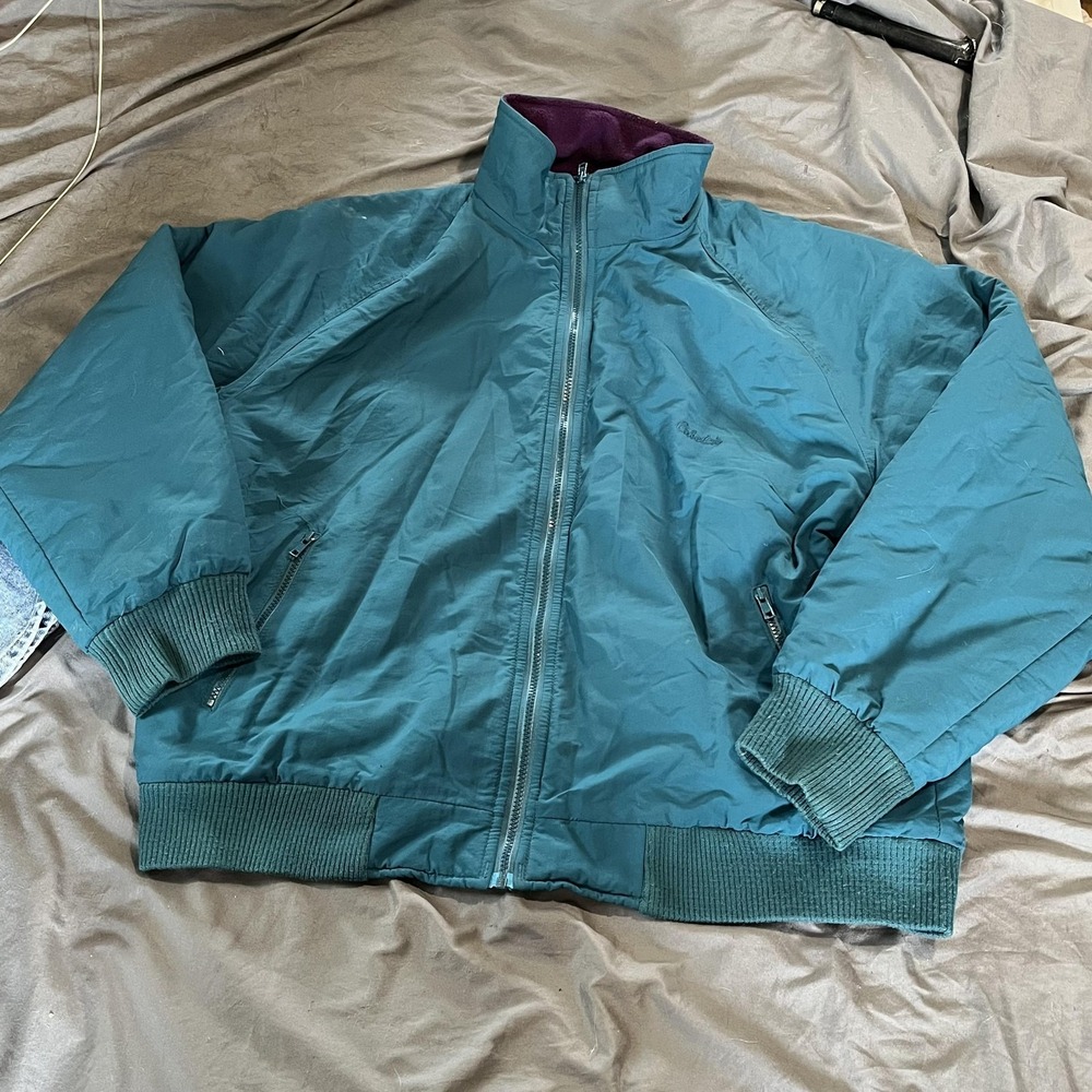 Cabela's Jacket Mens XL Green Nylon‎ Bomber Polartec Fleece Lined Made Canada